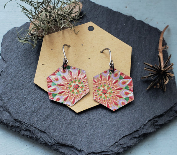 Tea Tin Hexagonal Earrings