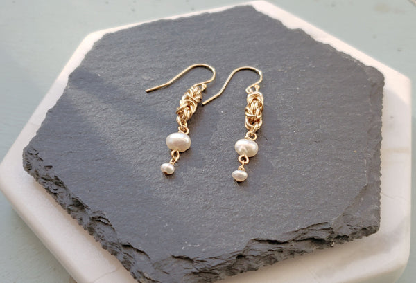 Byzantine Earrings with Pearl Duo