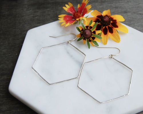 Hammered Hexagon Hoops