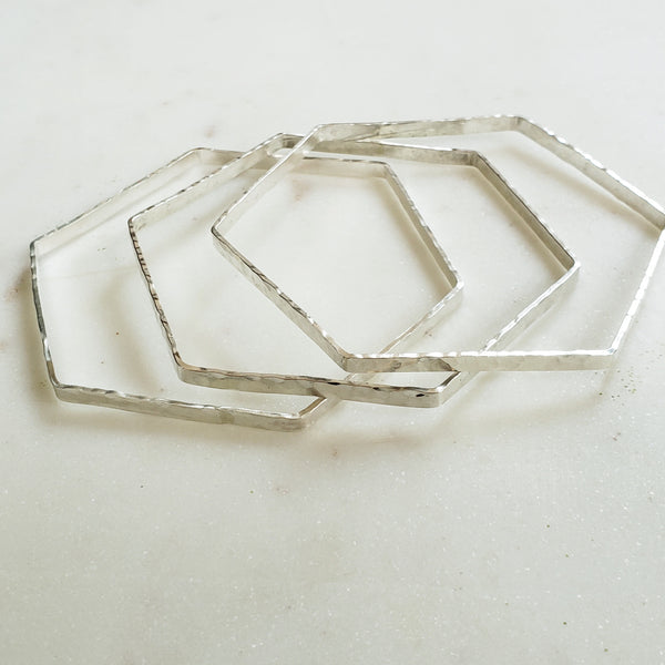 Hammered Hexagon Wide Bangle