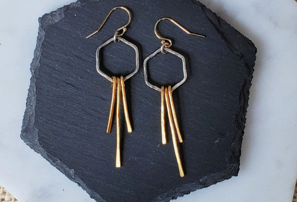 Hexagon Fringe Earrings