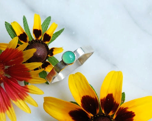 Hexagon Ring with Chrysoprase