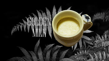 golden milk in bee mug