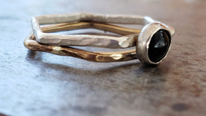 silver and bronze gold hexagon rings mix metals blog post