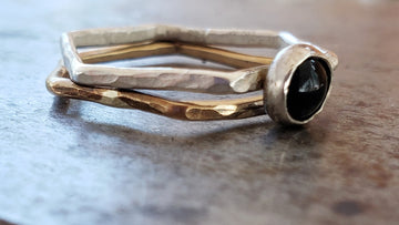 silver and bronze gold hexagon rings mix metals blog post