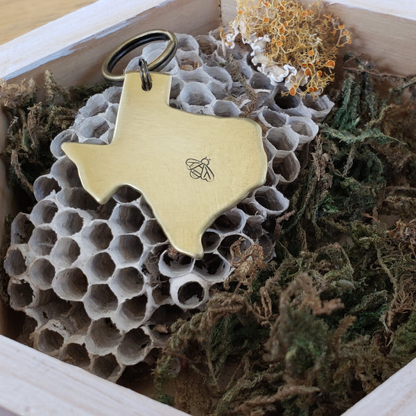Texas bee keychain
