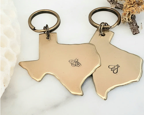 Texas bee keychain