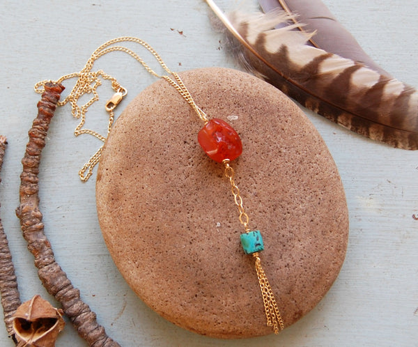 Carnelian and Turquoise Tassel