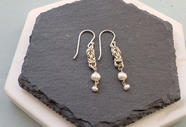 Byzantine Earrings with Pearl Duo