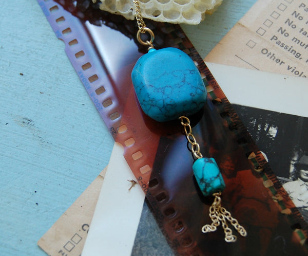 Square Turquoise with Short Chain Tassel