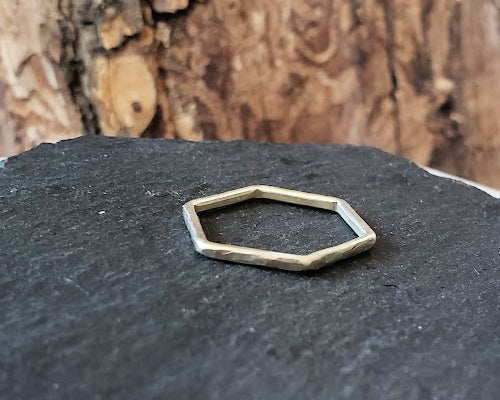 Hammered Hexagon Stacking Ring