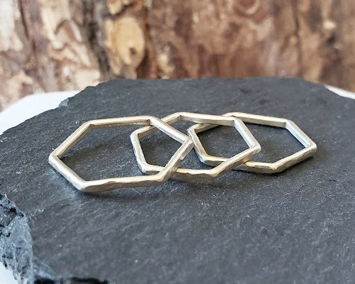 Hammered Hexagon Stacking Ring